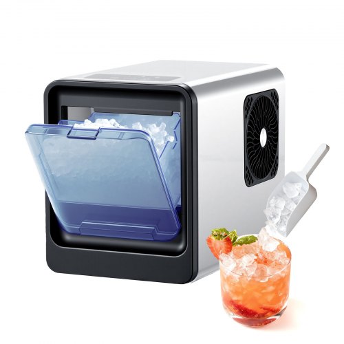 VEVOR Countertop Ice Maker, 15 kg per Day, Self-Cleaning Portable Machine with Scoop, Drawer-Style Ice Access, Nugget Ice-Making Machine with Chewable Ices for Home, Kitchen, Office, Bar & Party