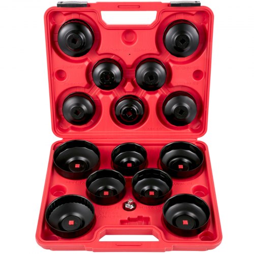 VEVOR Oil Filter Socket Set, 14 Pcs Oil Filter Wrench Set, Sturdy Steel Oil Filter Socket, 3/8\" Oil Filter Socket, Low Profile Oil Filter Socket Set For Easy Access, Oil Filter Wrench Cap Set with Ca