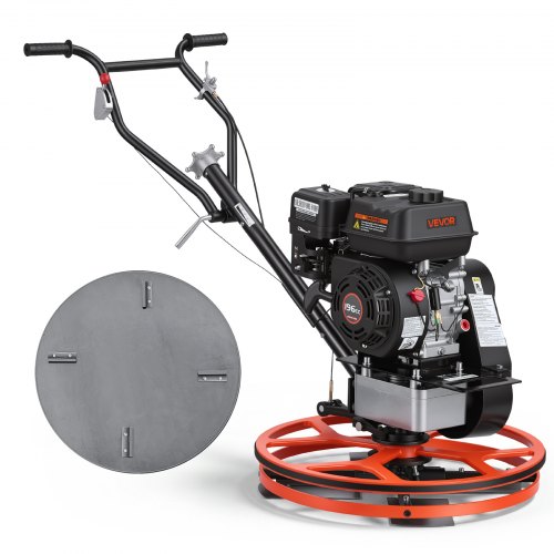 VEVOR Power Trowel, 610 mm Concrete Finishing Machine with Float Pan, 5.5HP Engine, 4 Blades, Adjustable Pitch, Gas-Powered Walk-Behind Cement Surface Finisher for Smooth Floors, Construction Use