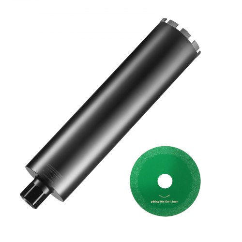 VEVOR Core Drill Bit, 10.8 cm Wet Diamond Core Drill Bits, 35.6 cm Drilling Depth Concrete Core Drill Bit with Saw Blade, 3.2 cm-7 Inner Thread, Laser Welding, Diamond Wet Coring Bit for Concrete Brick