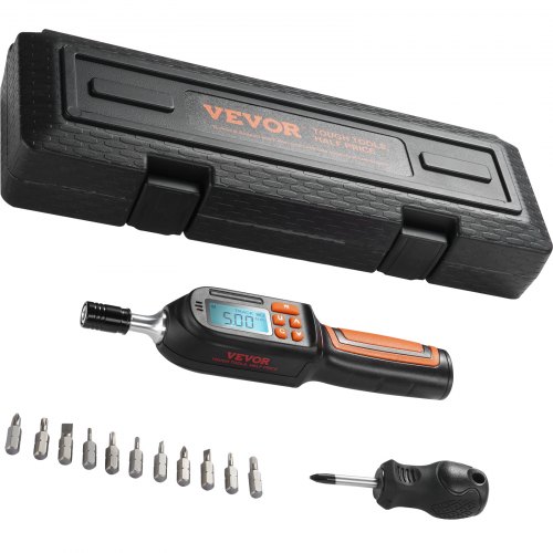 VEVOR Digital Torque Screwdriver, 0.64 cm Drive Screwdriver Torque Wrench, Electrician Torque Screwdriver with LCD, 0.30-7.98 N·m Torque Range, 0.01 N·m Increment Torque Screwdriver with Bits & Case