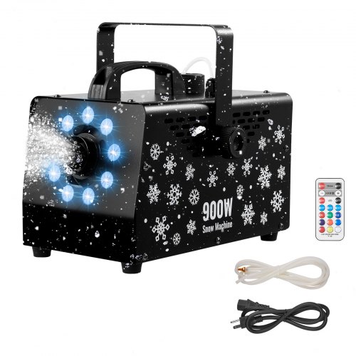 VEVOR Snow Machine, Powerful 900W, Handheld/Hanging Snow Maker with Ambient Light, Wireless Remote Control Snowflake Maker with 1L Fluid Tank, Outdoor Snowflake Making Machine for Christmas Party