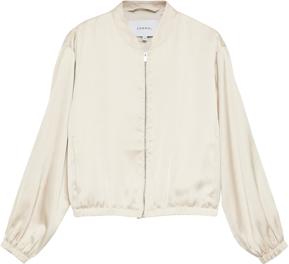 Luxuriöse Satin-Bomberjacke für Damen, kurz COMMA