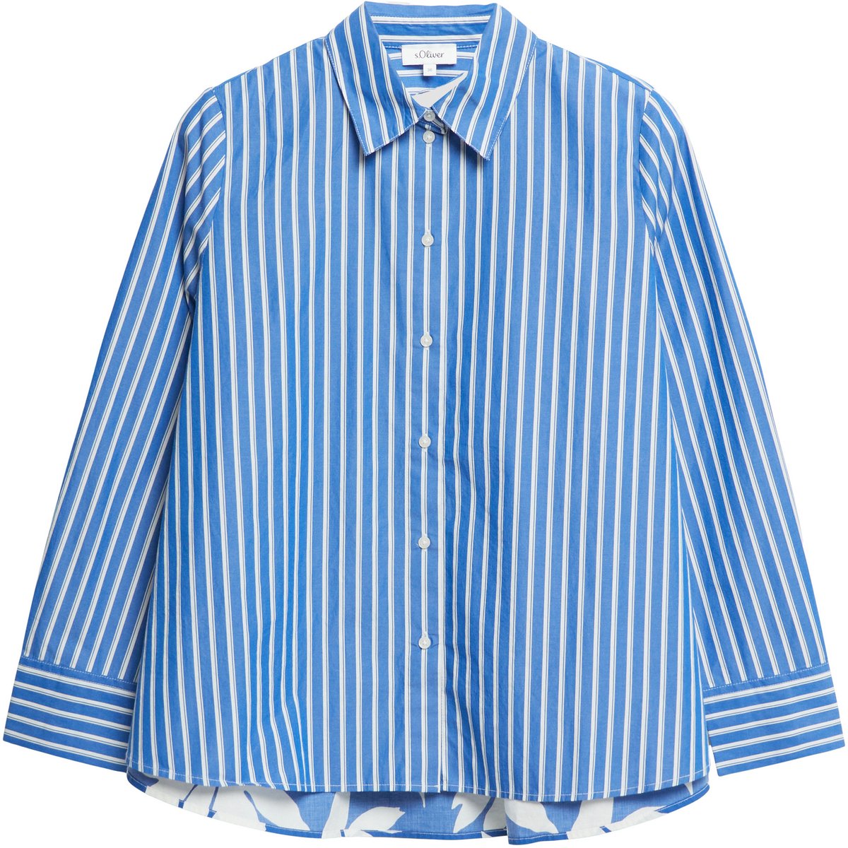 Gestreifte Baumwollbluse mit Rüschen und Alloverdruck Damen s.Oliver