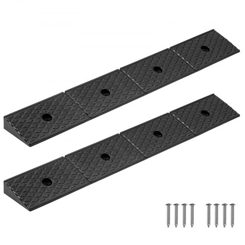 VEVOR Rubber Curb Ramp, 15 Tons Load Capacity, 50.8 mm Rise Height Heavy Duty Rubber Threshold Ramp with Drainage Tank for Wheelchairs, Strollers, Motorcycles, Cars, Lawn Mowers & Trailers, 2 Pack