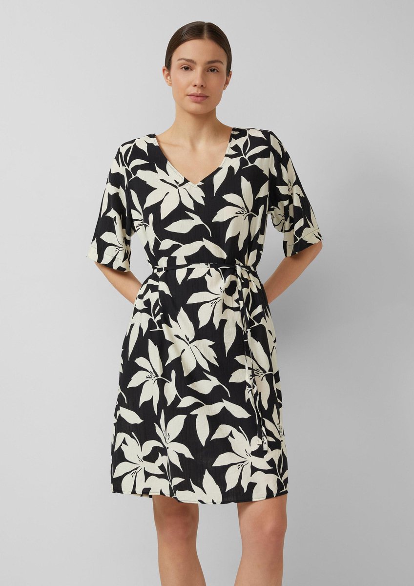 Kleid aus gemischter Viskose mit Allover-Print und Stoffgürtel Damen s.Oliver