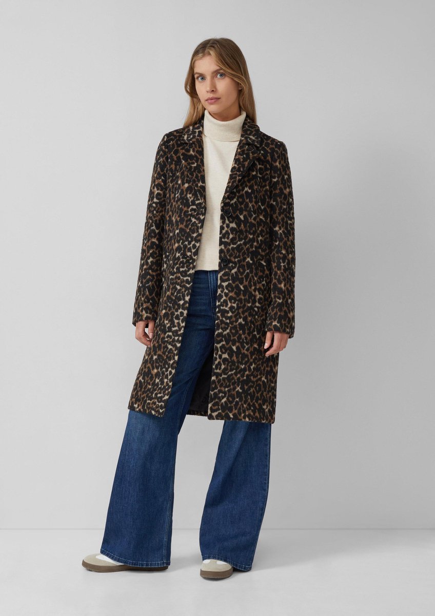 Trendiger gemischter Wollmantel mit Tiermotiv und Jacquard-Futter Damen s.Oliver