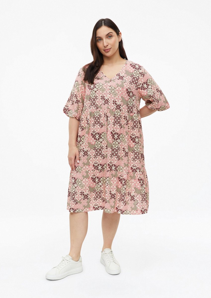 Relaxed Fit Viskose-Mischrobe mit Raffung und V-Ausschnitt für Damen s.Oliver