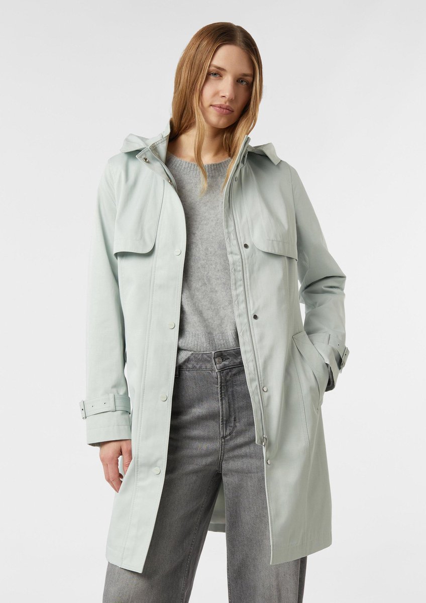 Klassischer Baumwoll-Trenchcoat mit abnehmbarem Kapuzen für Damen COMMA