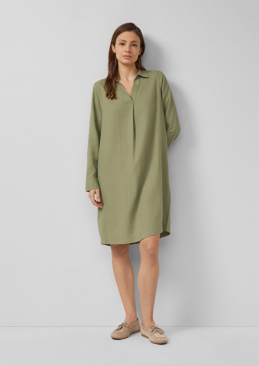 Leinenmix Kleid mit Hemdkragen und Manschetten Damen s.Oliver