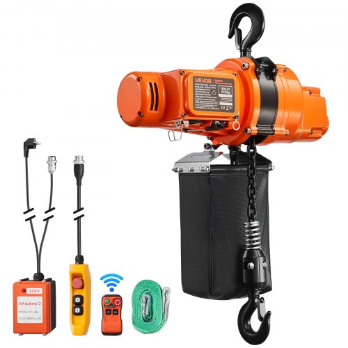 VEVOR 500 kg Electric Chain Hoist, 6 m Lifting Height, 230V Single Phase Overhead Crane with 100 m Wireless & 4.5 m Wired Remote Control, Power Electric Hoist for Factories, Warehouses, Garages