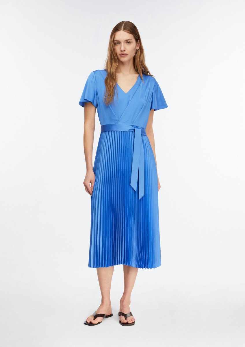 Satin-Kleid mit V-Ausschnitt und Volantärmel für Damen COMMA