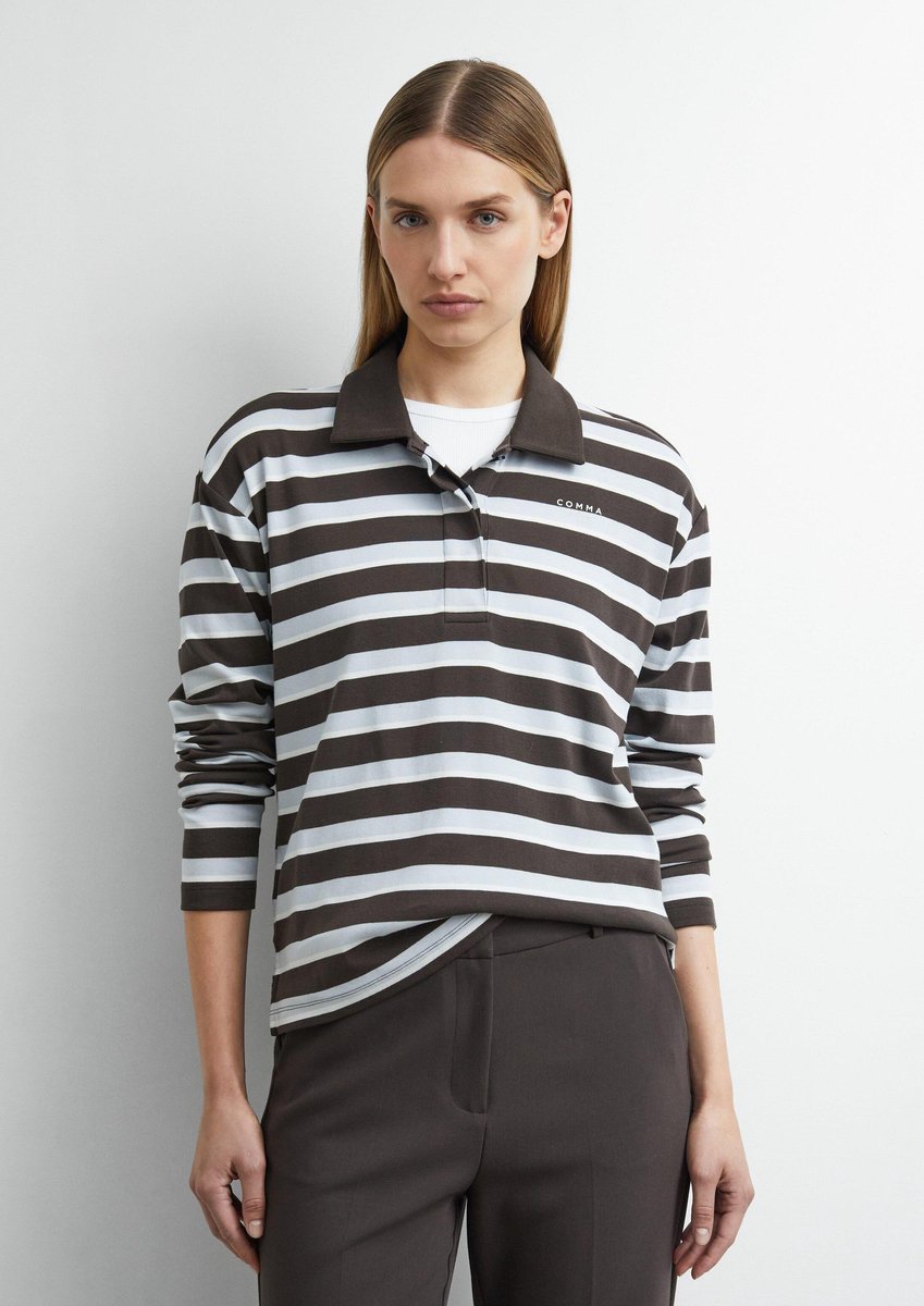 Modischer Langarmshirt mit Polokragen für Damen COMMA