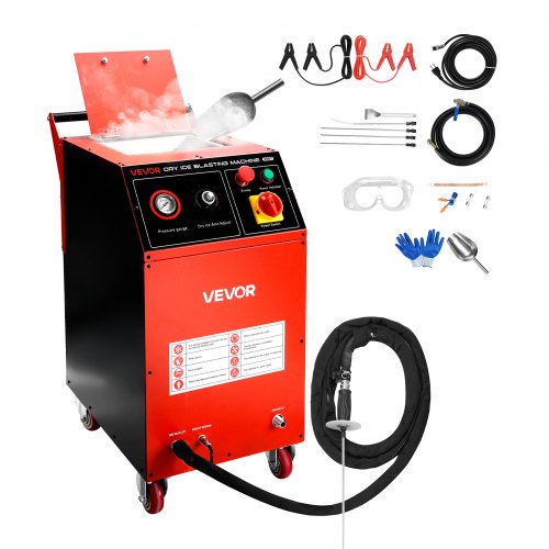 VEVOR Dry Ice Blasting Machine, 16.5LBS (7.5KG) Capacity Dry Ice Cleaning Machine with 4 Nozzles, Adjustable Pressure & Dry Ice Amount, Movable Blaster Cleaner for Automotive Ship Aviation Chemical