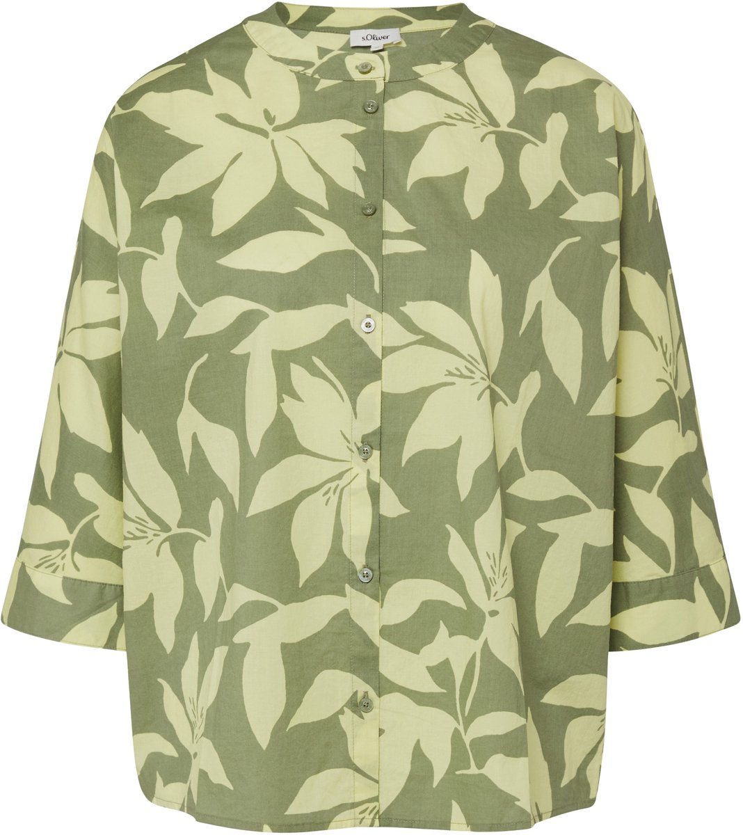 Damen Bluse aus Baumwolle mit Allover-Print und Fledermausärmeln s.Oliver