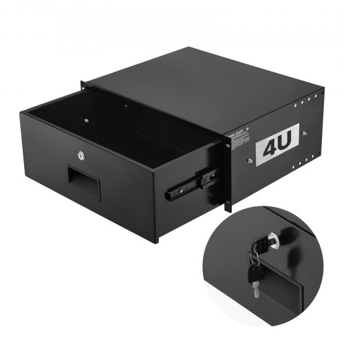 VEVOR 4U Rack Mount Drawer, 22.68 kg Max Load-Bearing, Lockable Server Cabinet Case, Sliding Drawer with Lock and Cable Management Holes, for Network Equipment Server AV Rack or Cabinet Enclosure