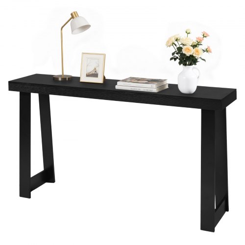 VEVOR 140 cm Console Table, Modern Desk Behind the Couch, Wooden Rectangle Entrance Desk, Narrow Long Sofa Table Accent Stand, Ideal for Hallway, Bedroom, Living Room, Foyer, Easy Assembly, Black
