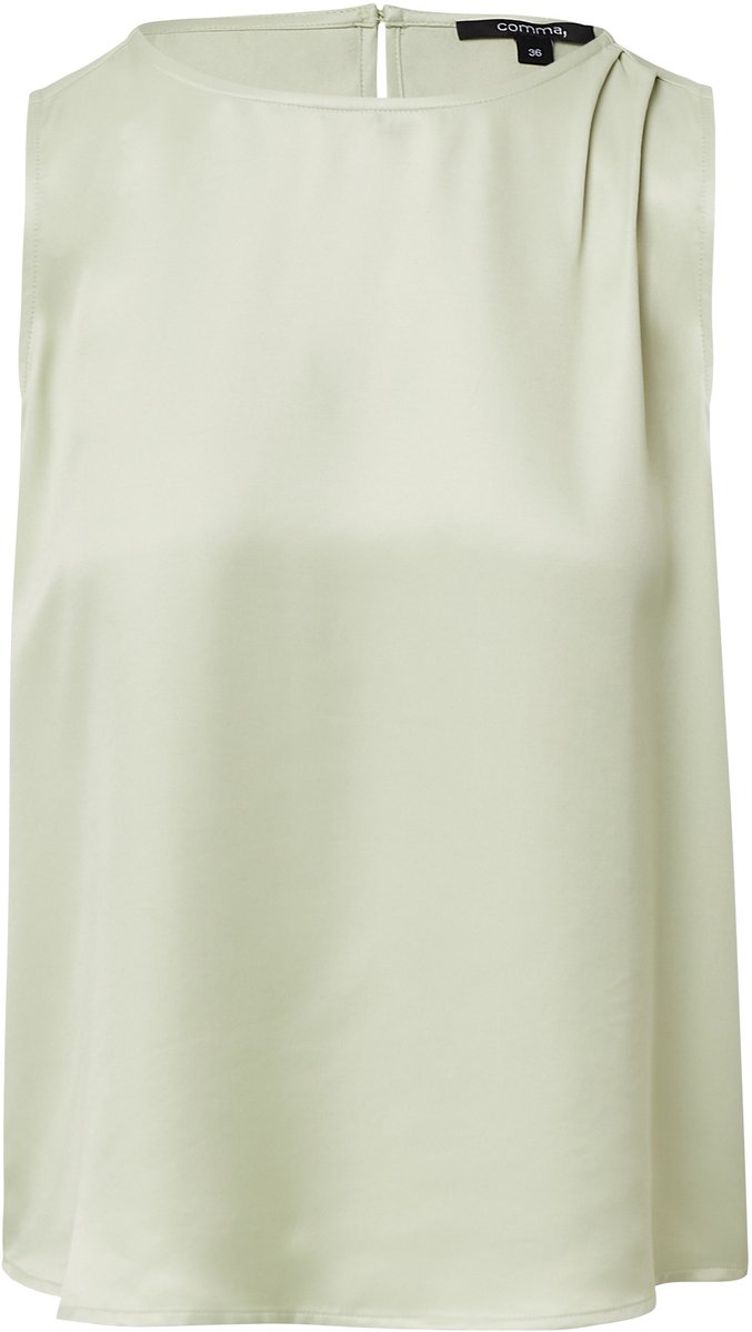 Ärmellose Bluse aus satinierter Viskose mit plissiertem Rundhalsausschnitt für Damen COMMA