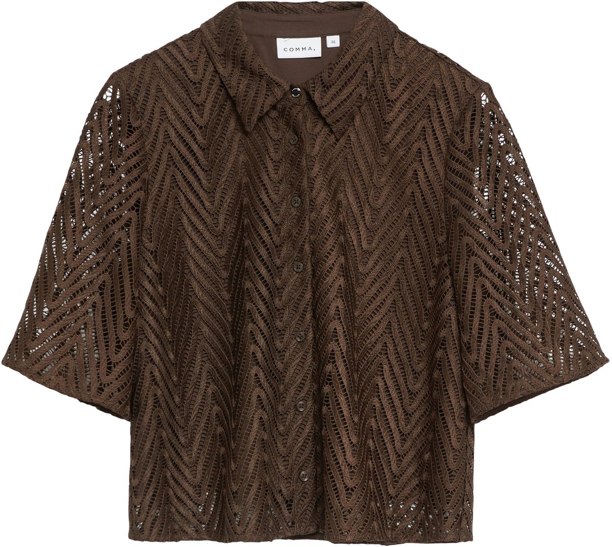 Bluse aus Spitze mit Hemdkragen und halblangen Ärmeln Damen COMMA