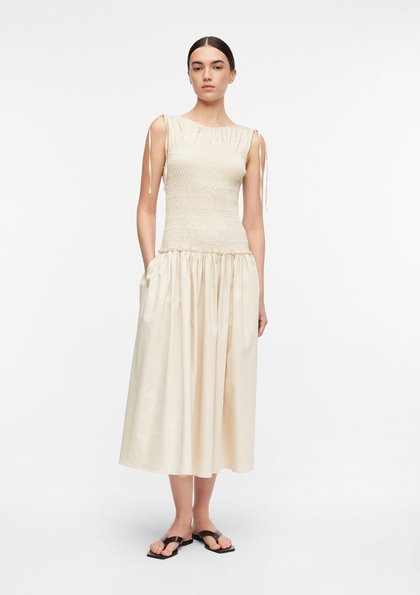 Midi Kleid aus Baumwolle mit Raffung Damen COMMA