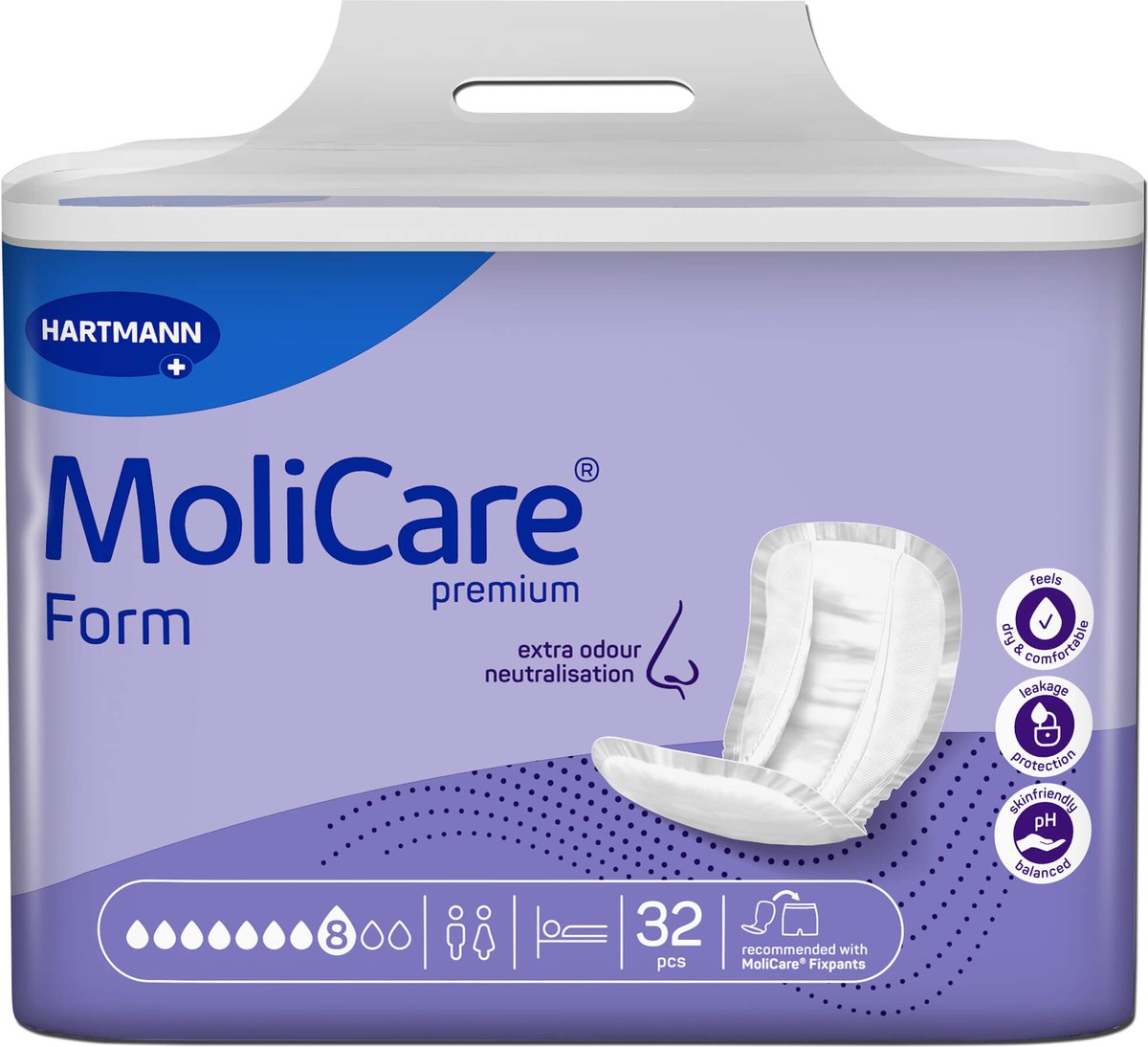 MoliCare Premium Form, anatomische Windeln, 8 Tropfen, 32 Stück