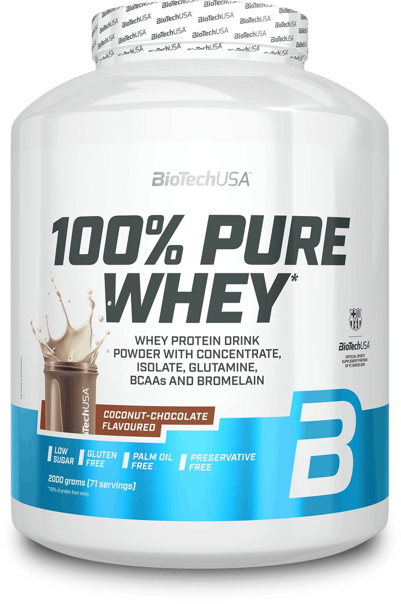 100 % reines Molkenproteinpulver mit Bourbon-Vanille-Geschmack, 2000 g, BioTech USA