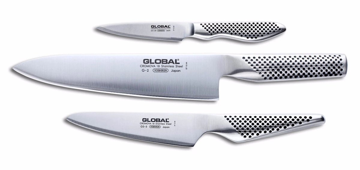 Global G-2338 Messer-Set 3-teilig - Cromova 18 Stahl