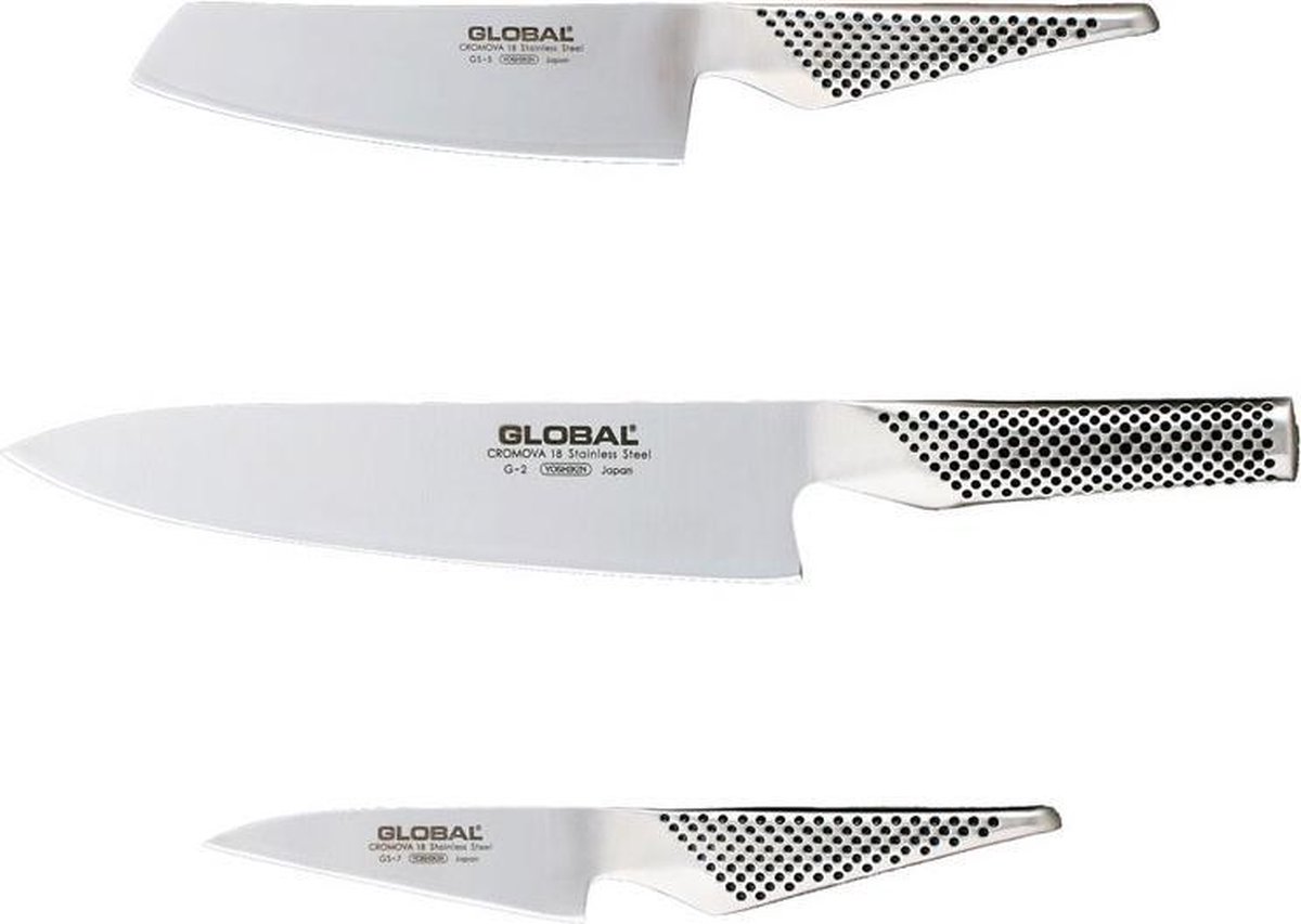 Global G-257 Messer-Set 3-teilig - Cromova 18 Stahl