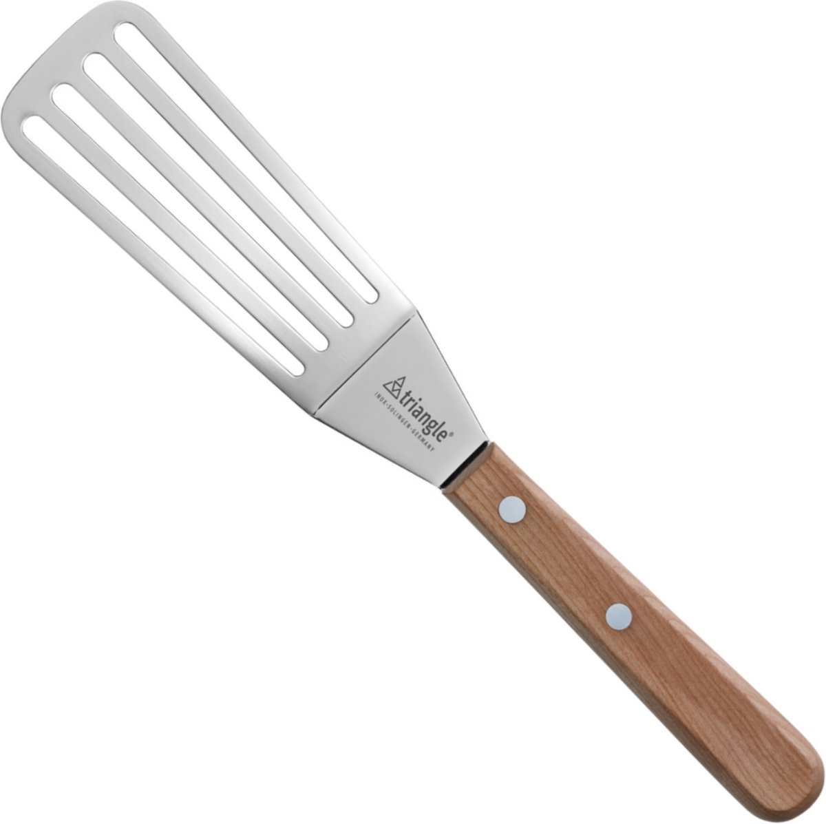 triangle Classic Wood Palette 12 cm schmal - gewinkelt / geschlitzt - Edelstahl - Griff Kirschbaum