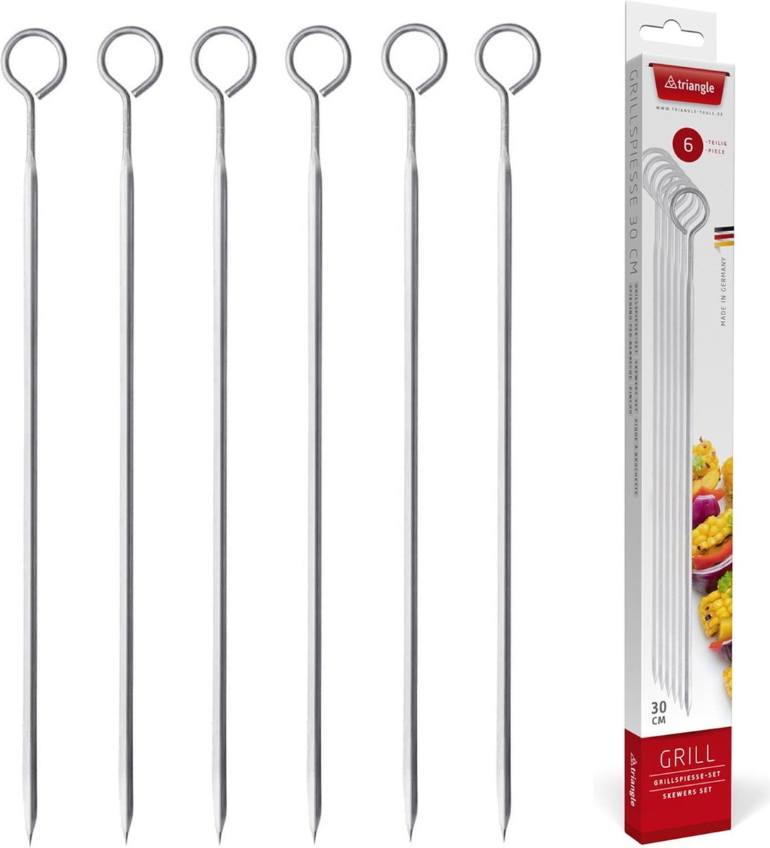 triangle Grillspieße 30 cm Set 6-teilig - Edelstahl