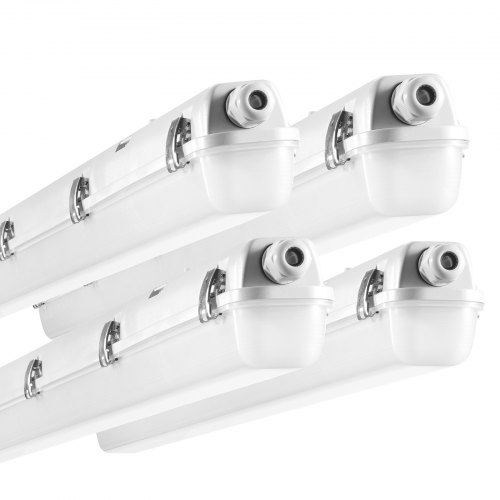 VEVOR 1270mm / 4FT LED Vapor Tight Light, 60W/50W/40W Selectable, 5000K Vapor Proof Light Fixture with 5400/6400/7400LM Adjustable, IP65 Waterproof for Parking Lot Warehouse Walk-In Freezer Car Wash, 4-Pack