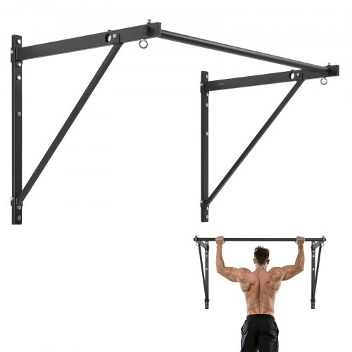 VEVOR Pull Up Bar, 50 in Width Wall Mounted Pull Ups, Adjustable Depth 22" or 30" from Wall, Heavy Duty Steel Upper Body Workout Bars, 440 lbs Weight Capacity Chin Up Training Station, for Home Gym