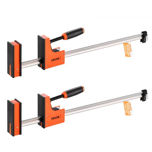 VEVOR Bar Clamps for Woodworking, 2-Pack 60.96 cm Parallel Clamp Set, F-Clamp with 680 kg Load Limit, Even Pressure, High-strength Plastic and Carbon Steel, for Woodworking Metal Working, Orange