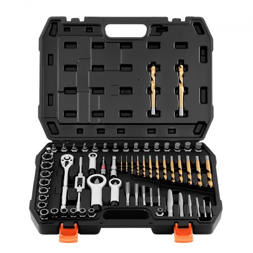 VEVOR Screw Extractor Set, 63 Pieces, with Nut and Bolt Extractors, Nut Splitters, Taps, Drill Bits, Wrenches, Adapters, and Solid Storage Case, for Removing Rounded, Broken, or Stripped Fasteners