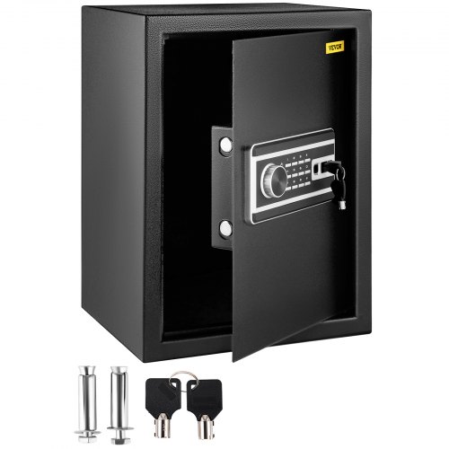 VEVOR Safe Box, 60 L Money Safe with Fingerprint Lock and Digital Keypad, Fireproof Home Safes with A Removable Shelf, Wall-Mounted Security Safe for Cash, Watch, Passport, Document, Black