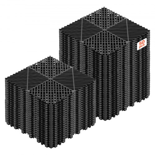 VEVOR Interlocking Drainage Mats, 310 x 310 mm, Modular Garage Flooring Tiles, Non-Slip PP Drainage Floor Tiles, Self-Draining, Easy Installation, for Bathroom, Kitchen, Pool & Outdoor, Black, 50 Pack