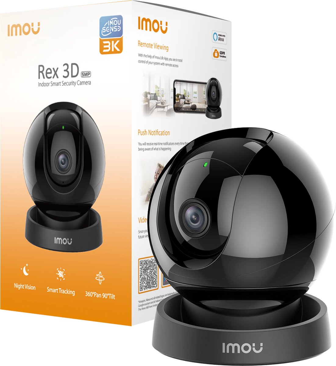 IMOU Rex 3D Interno WiFi Sorveglianza Sicurezza Telecamera intelligente, 5MP 3K / Nessuno