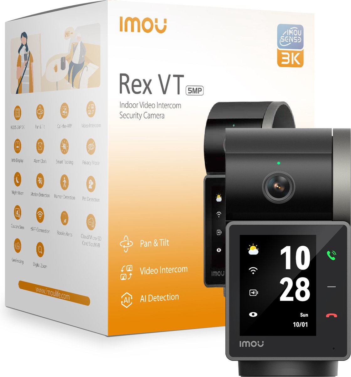 Rex VT Camera: Videochiamate 3K QHD, Visione Notturna e Sicurezza Inte, Rex VT Pro 5MP 3K (Con Batteria) / Nessuno