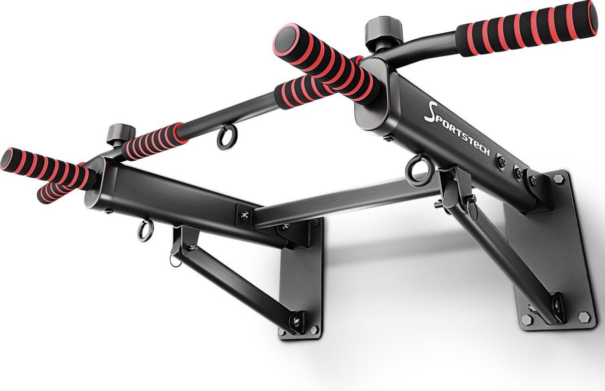 Sportstech Klimmzugstange KS350, Easy-Folding Funktion, extrabreite Ankerplatten, 3-Schichtiger Schaumstoffgriff, 3 integrierte Trainingsösen