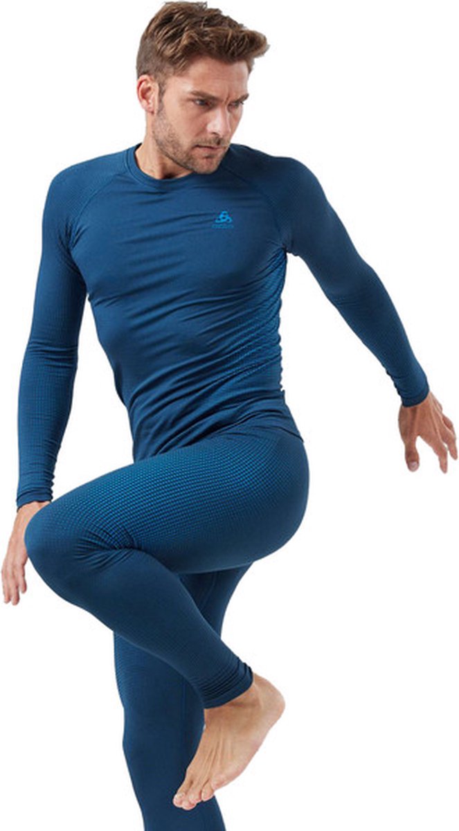 Odlo Performance Warm Base Layer Shirt für Herren - Skilanglauf, Ski & Snow - blau, L