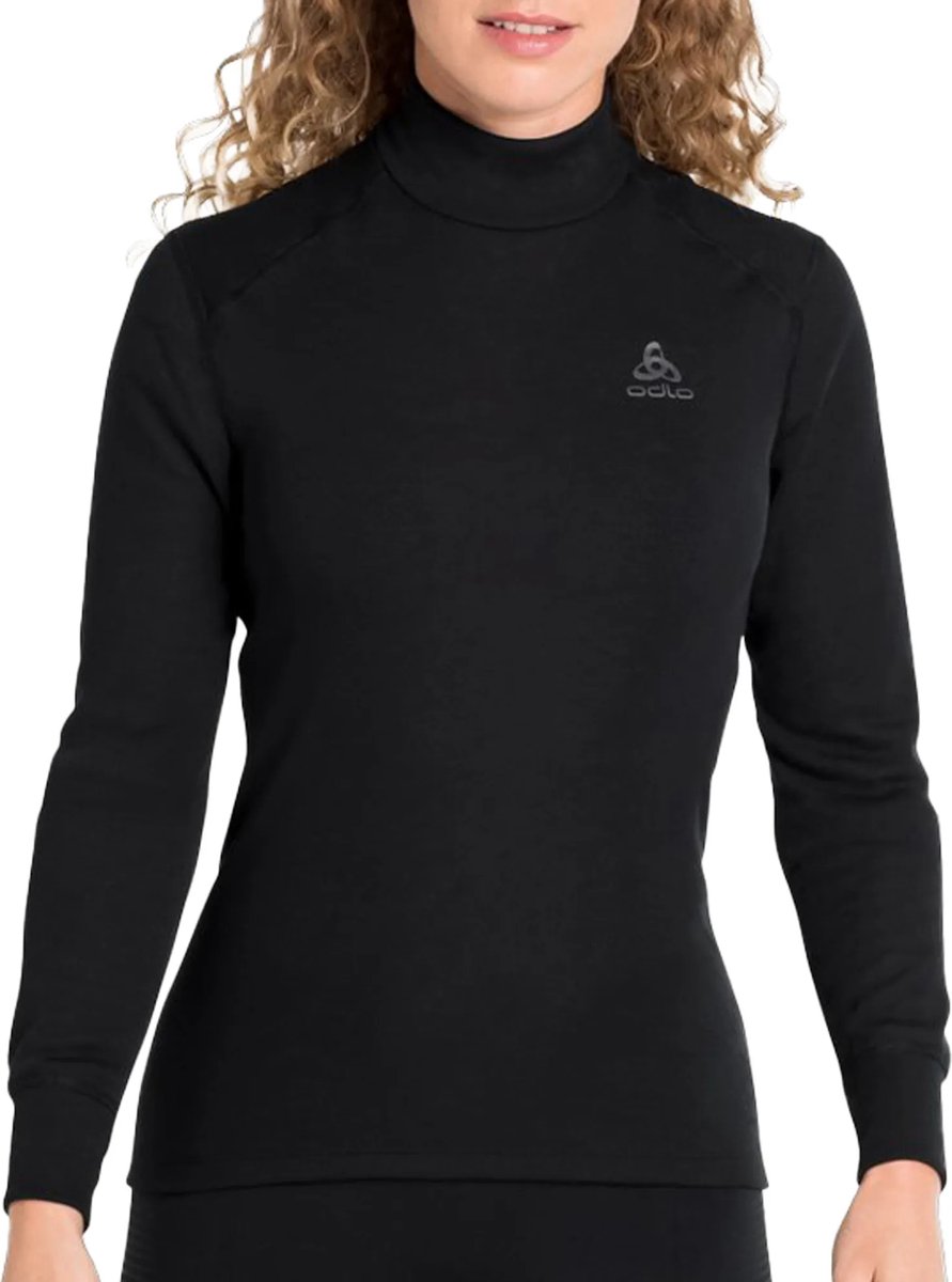 Odlo Active Warm Base Layer Shirt mit Stehkragen für Damen - Wandern, Ski & Snow - schwarz, L