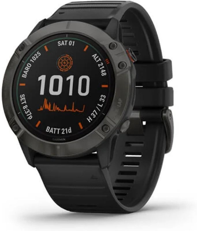 Garmin Fenix 6X 51 mm negro con una muñequera de silicona negra - Pro Solar Edition