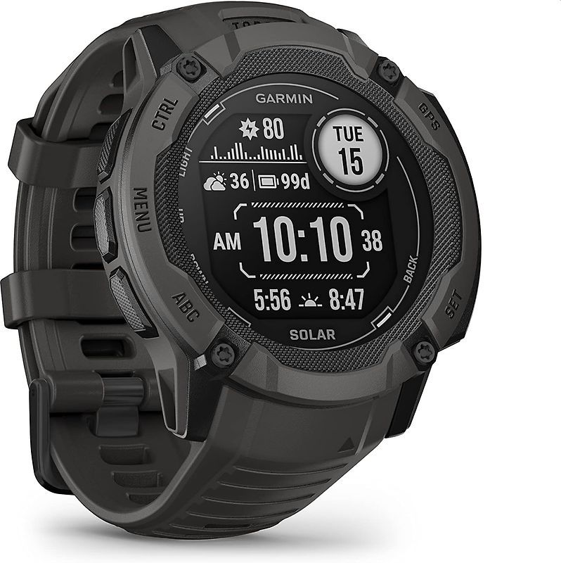 Garmin Instinct 2X Solar 50 mm grafito con una muñequera de silicona grafito