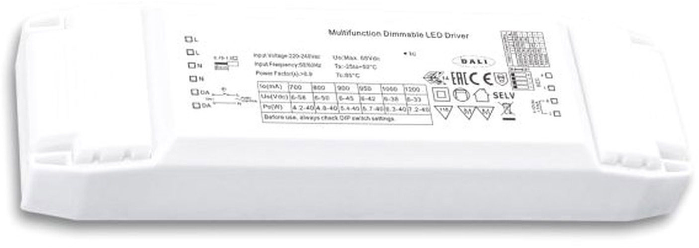 ISOLED LED Konstantstrom Trafo 700/800/900/950/1050/1200mA, 40W, Push/1-10V/DALI dimmbar, SELV
