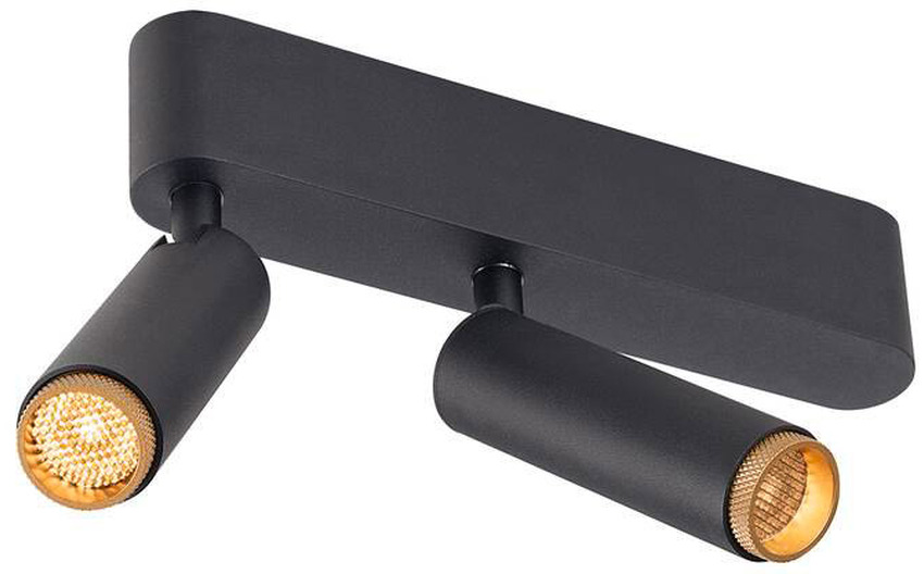 SLV GRIP! S, Deckenaufbauleuchte, double, PHASE, 2700 K, 21 W, 29°, schwarz / gold - Wand- und Deckenleuchten