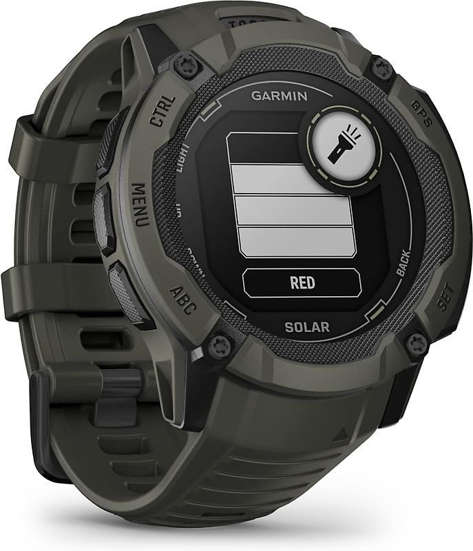 Garmin Instinct 2X Solare 50 mm verde con fascia da polso in silicone verde