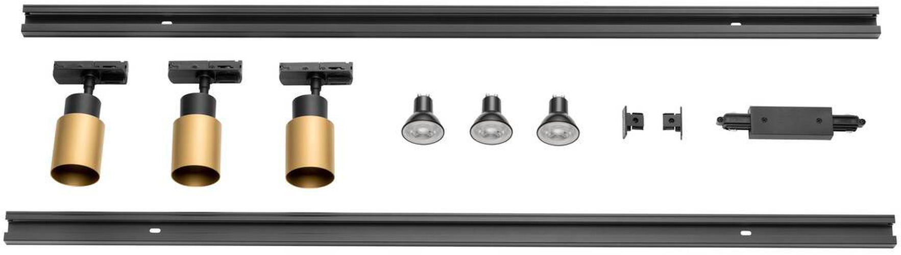 SLV PURI 2.0, 1Ph., Triple Track Set, QPAR51, gold/schwarz - Leuchten mit 1 Phasen Adapter