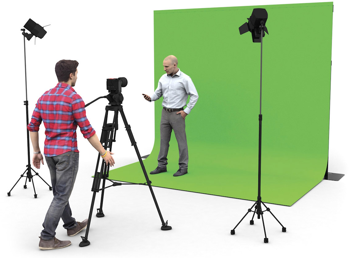WENTEX P&D Chromakey-Vorhang Molton 300 g/m² Grüner Hintergrund - 590 x 300 cm (B x H)