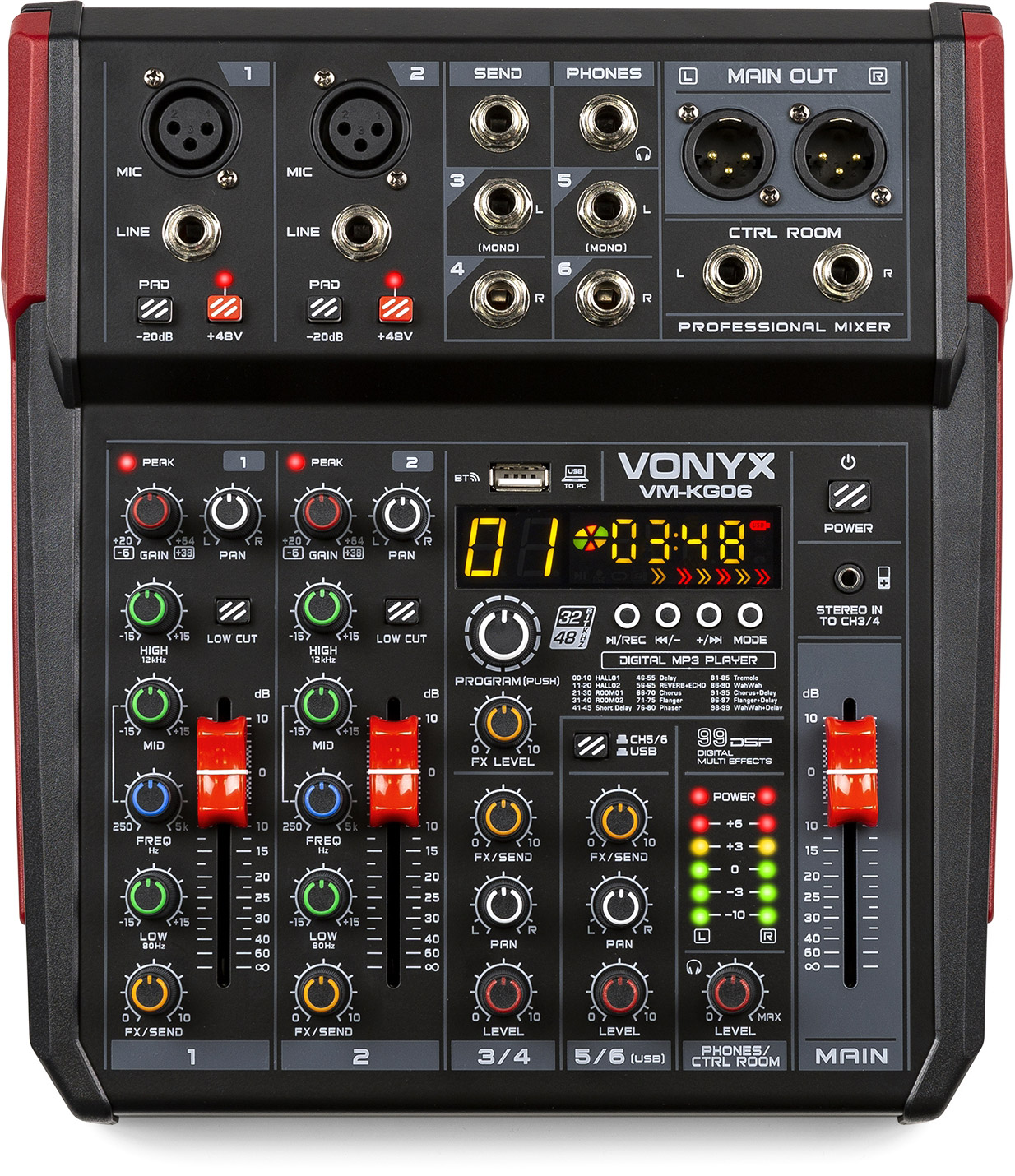 Vonyx VM-KG06 Musikmischpult 6-Kanal BT/DSP/USB Aufnahme -B-Stock-