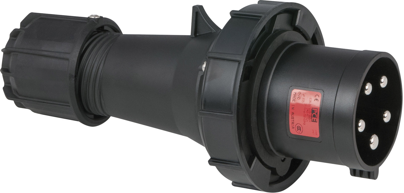 PCE CEE 63 A/400 V 5-poliger Stecker, schwarz – IP67